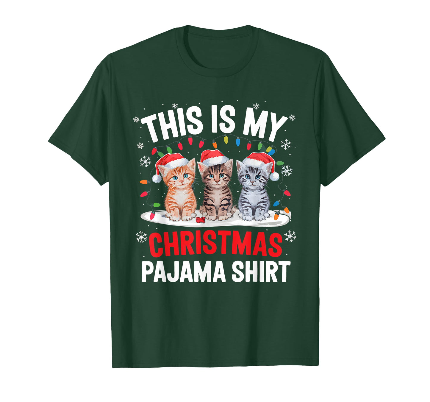 This Is My Christmas Pajama Shirt Cat Lover Meow Kitty Xmas T-Shirt