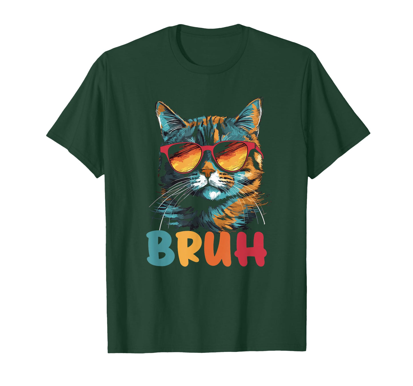 Funny Meme Saying Bruh with Cat Greetings Teens Boys Men T-Shirt