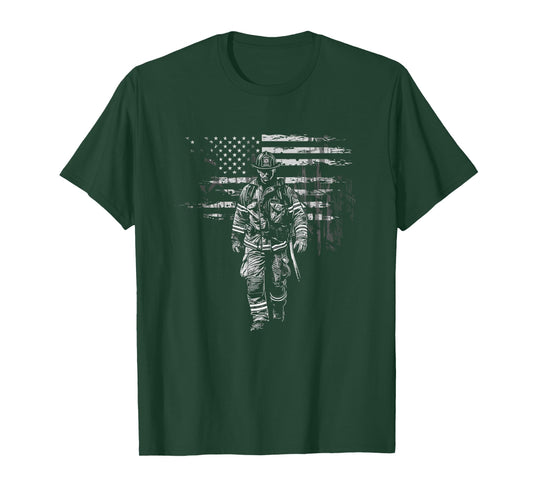 Fireman American Flag US Firefighter T-Shirt