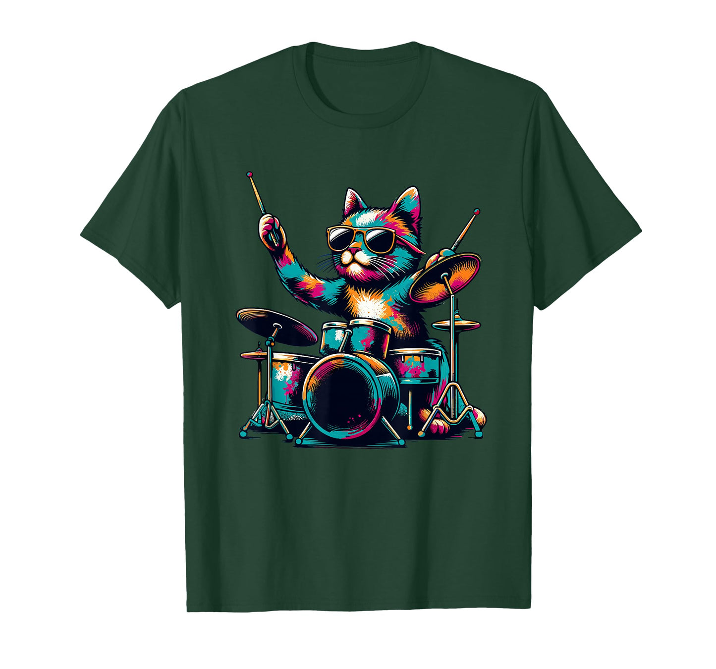 Cat Playing Drum Sunglasses Drummer Drumming Drummers T-Shirt