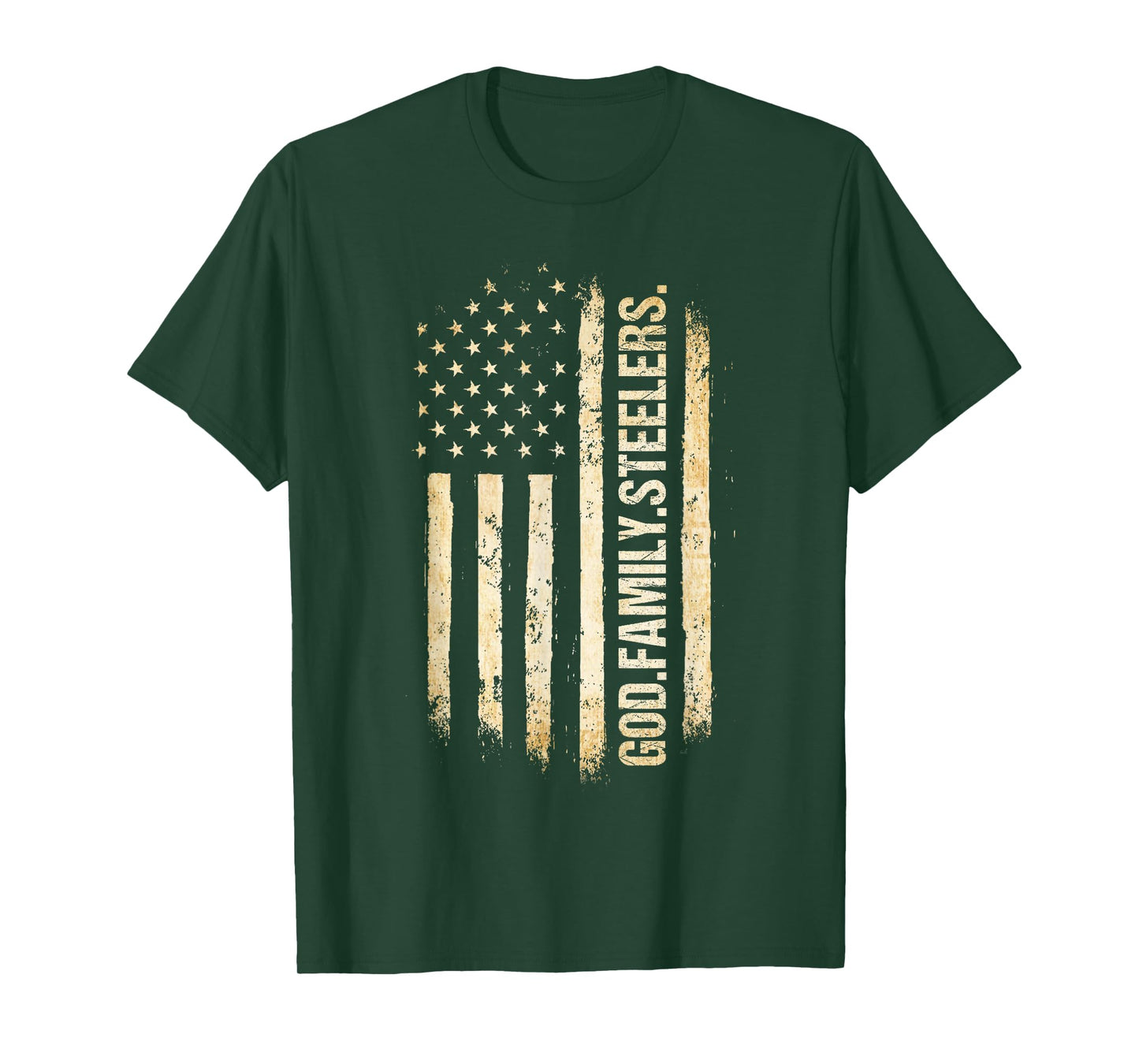 God Family Steelers Pro US American Flag Father's Day T-Shirt