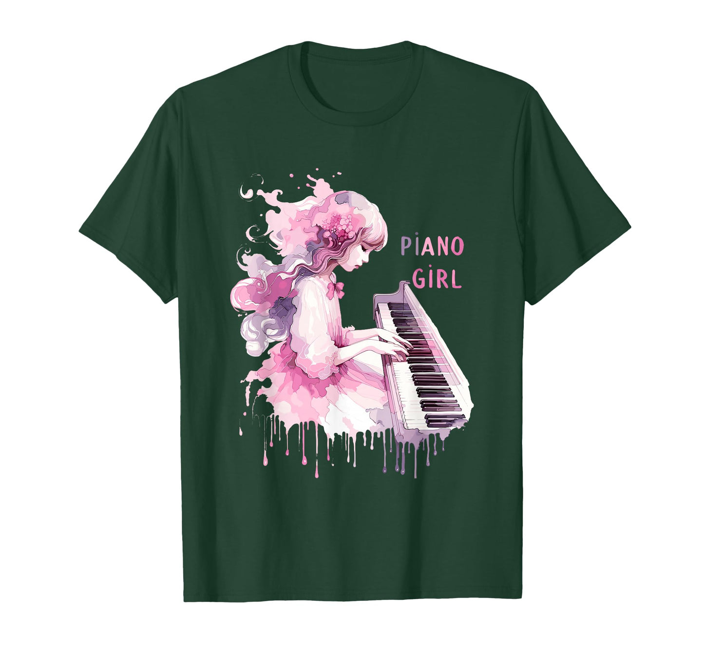 Cute Watercolor Piano Girl Pianist Keyboard Musician Music T-Shirt