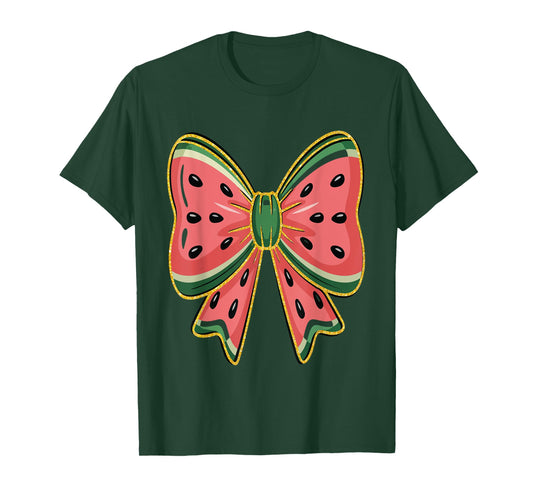 Coquette Watermelon Bow Shirt Cute Summer Cold Fruit Graphic T-Shirt