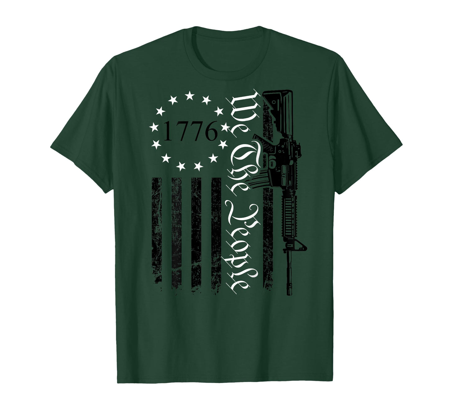 We The People - Gun Rights AR15 Pro Guns USA Flag (ON BACK) T-Shirt for Women Men