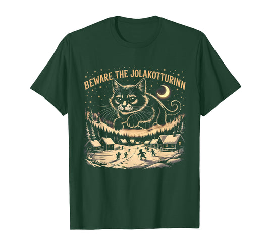Creepmas Funny Yule Cat Beware The Jolakotturinn Dark Xmas T-Shirt