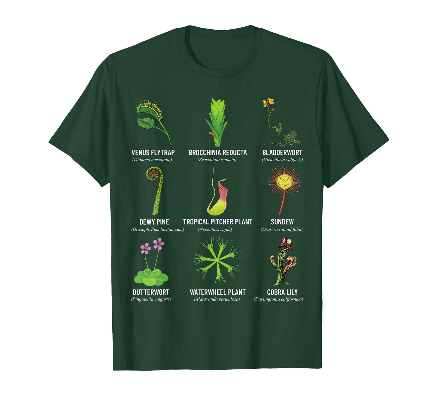 Carnivorous Plants Chart Venus Flytrap, Pitcher Plant T-Shirt