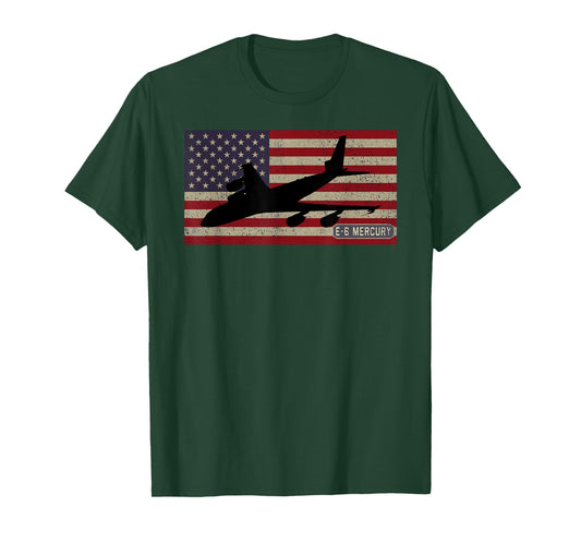 E-6 Mercury Plane Vintage American Flag T-Shirt for Women Kids Men