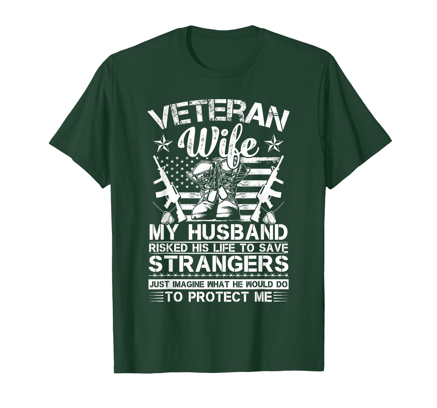 Veteran Wife Patriotic Veterans Day American Flag Husband T-Shirt