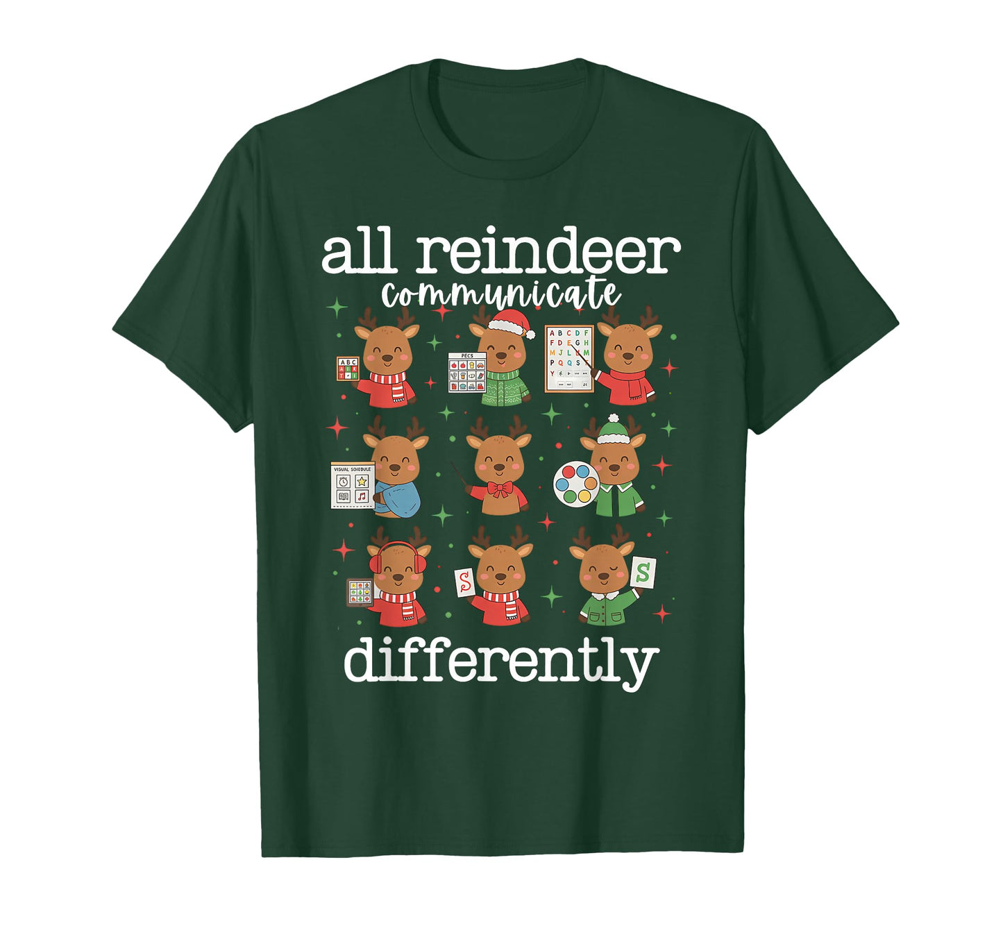 All Reindeer Communicate Differently Xmas Autism Awareness T-Shirt