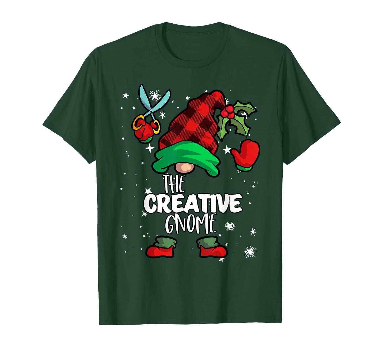 Creative Gnome Red Buffalo Plaid Matching Family Christmas T-Shirt