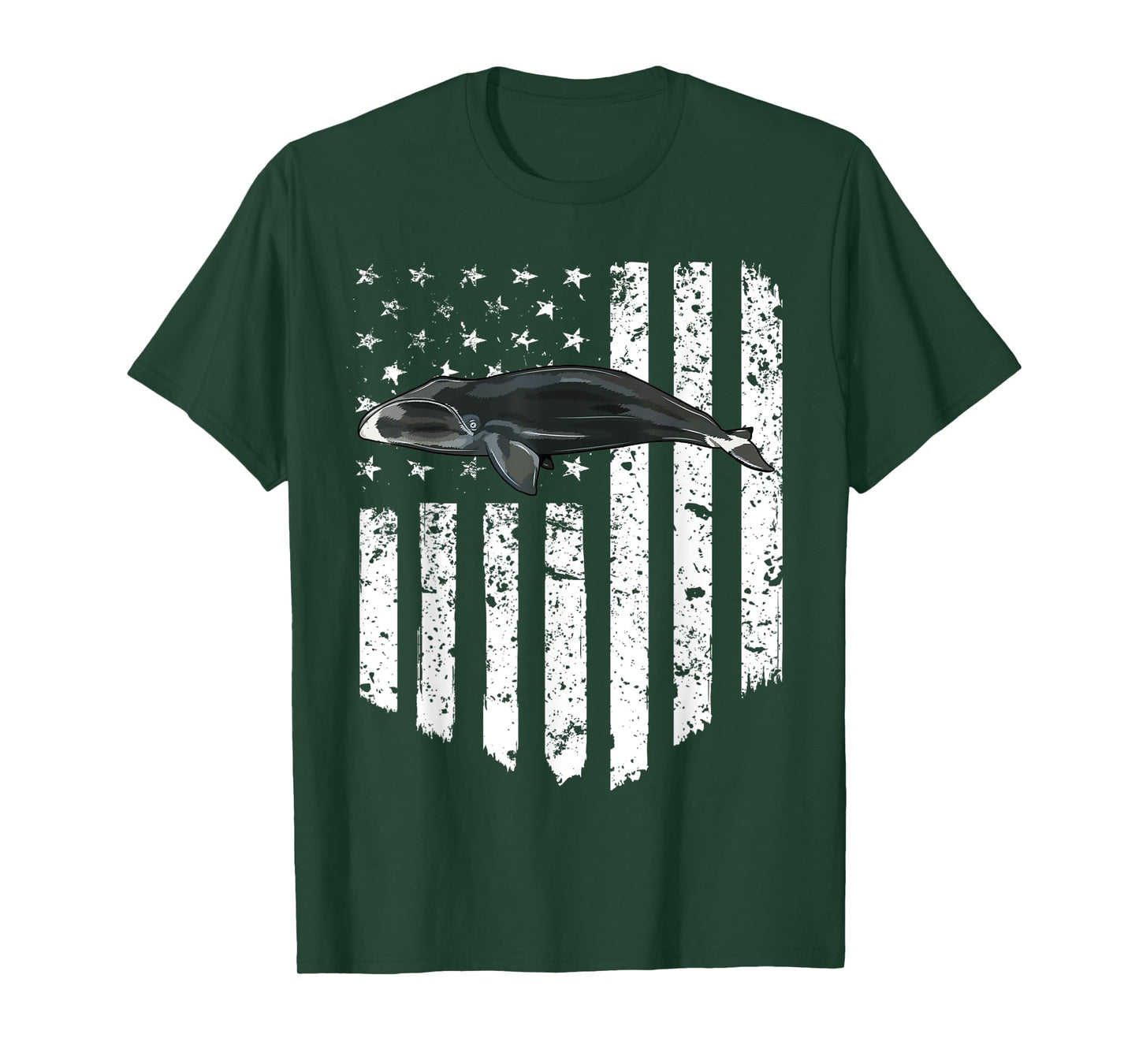 White American Flag Bowhead Whale 4th Of July T-Shirt
