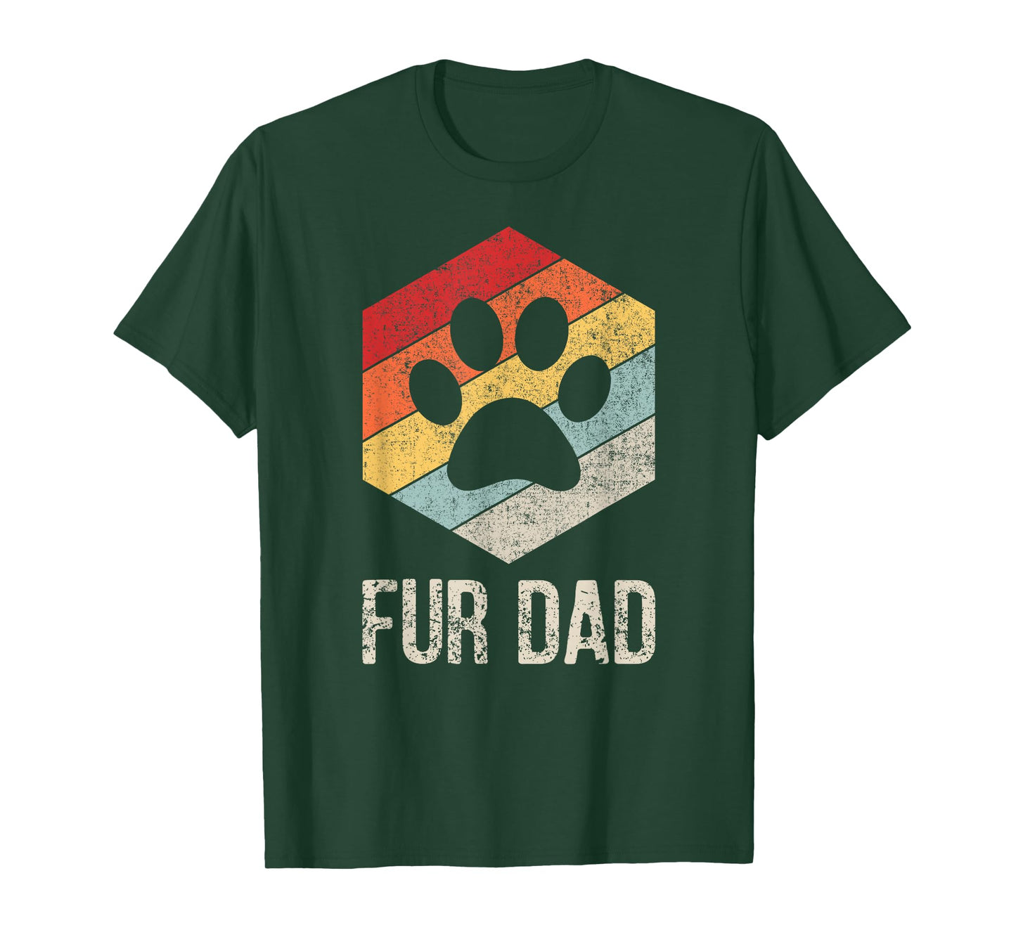 Funny Fur Dad Vintage Retro Dog and Cat Owner T-Shirt