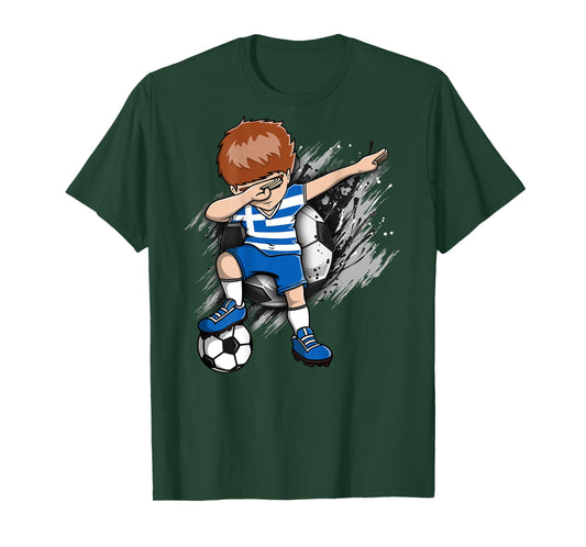 Dabbing Soccer Boy - Greece Jersey Greek Football Lovers Art T-Shirt