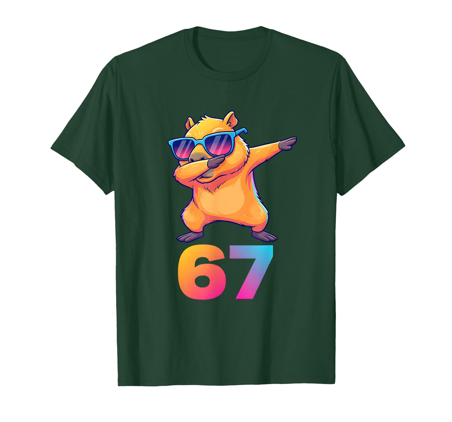 67 Capybara Six Seven Meme Animal Cool Capybara Dabbing Kids T-Shirt