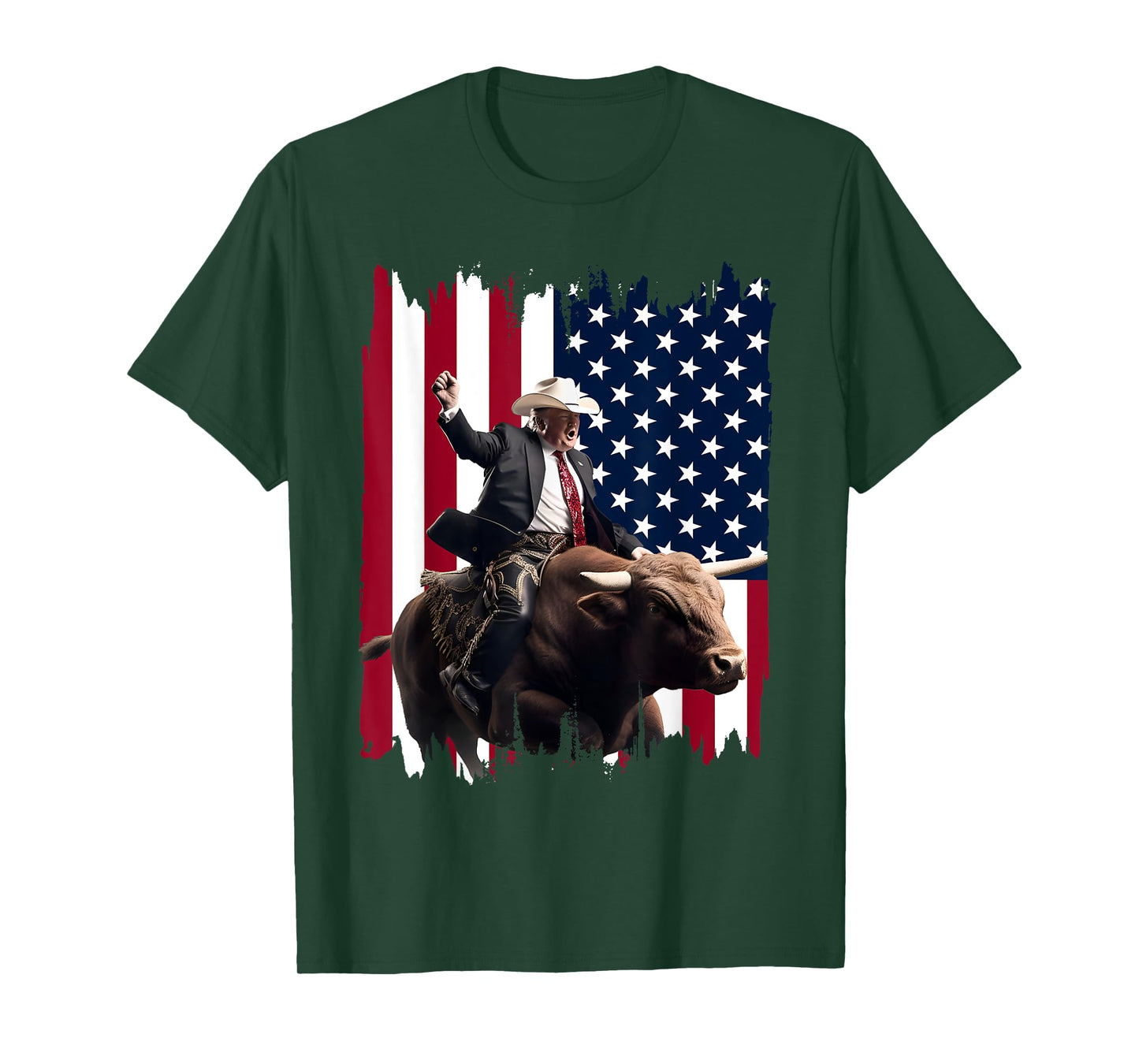 Trump Rodeo Bull Rider Patriotic American Flag 4Th Of July T-Shirt