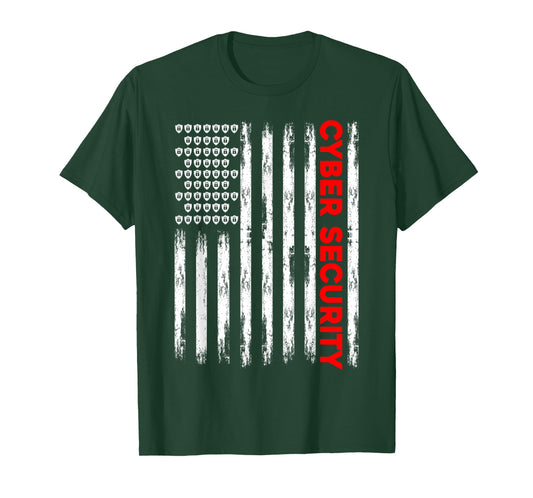 Cybersecurity Engineer IT Tech Cyber Security American Flag Women Men T-Shirt