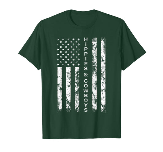 Raisin Hell with The Hippies and Cowboys - American Flag T-Shirt Small