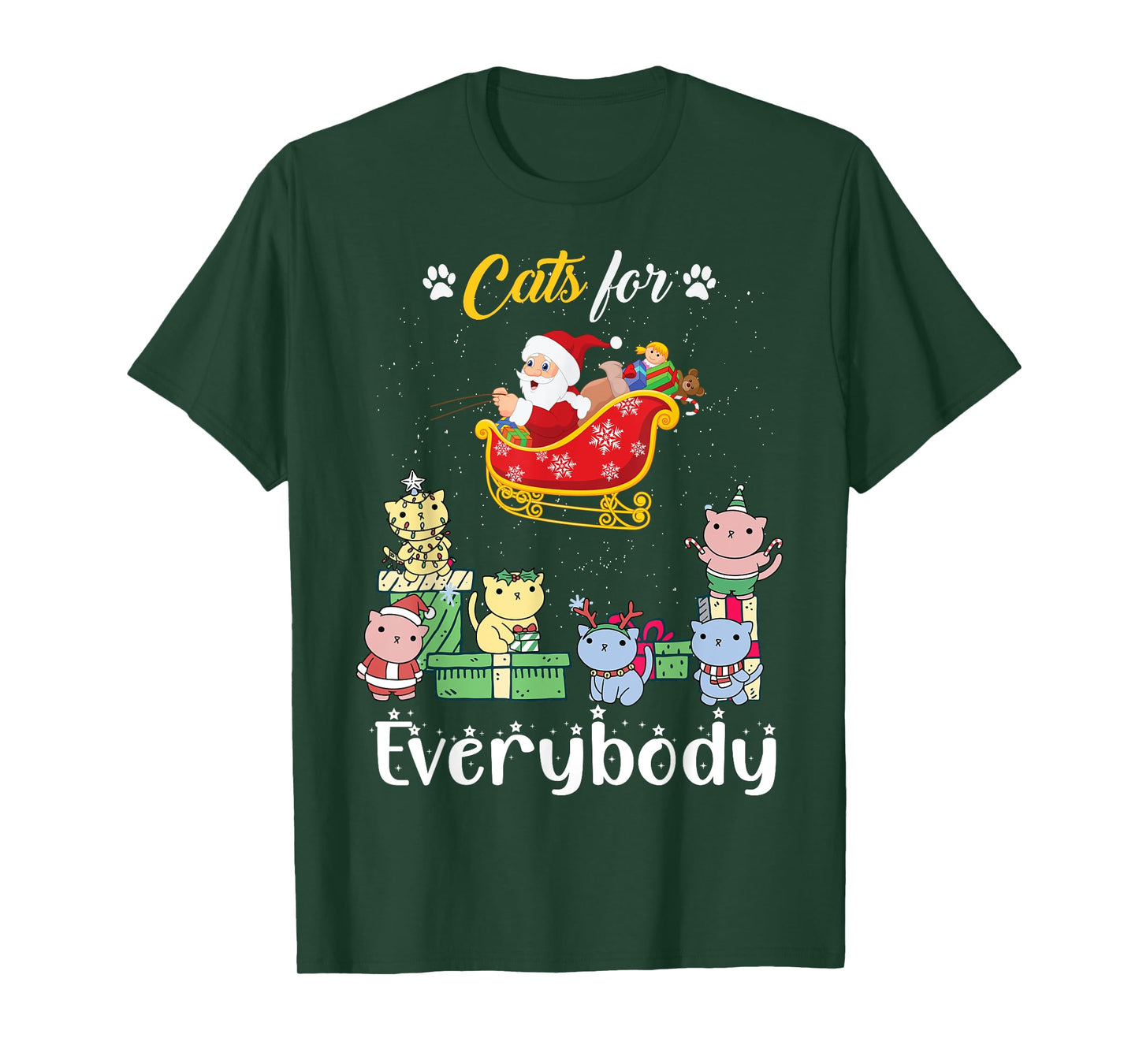 Cats For Everybody Santa Funny Christmas Pjs Xmas women T-Shirt
