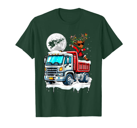 Dabbing Reindeer On Truck Christmas Driver Lover Kids T-Shirt