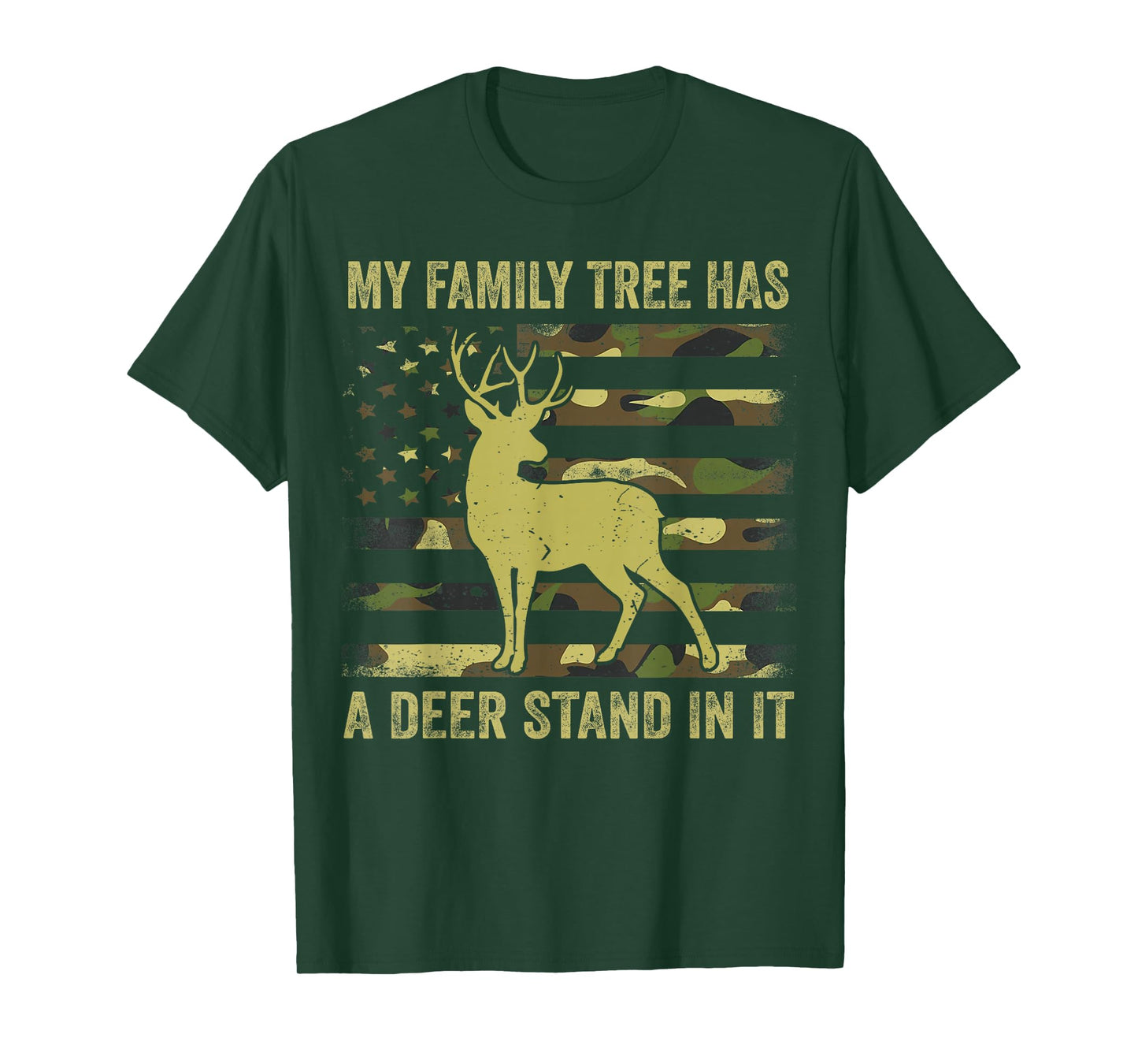 Men's Camo Deer Hunting Dad Jokes Family Tree Has Deer Stand T-Shirt