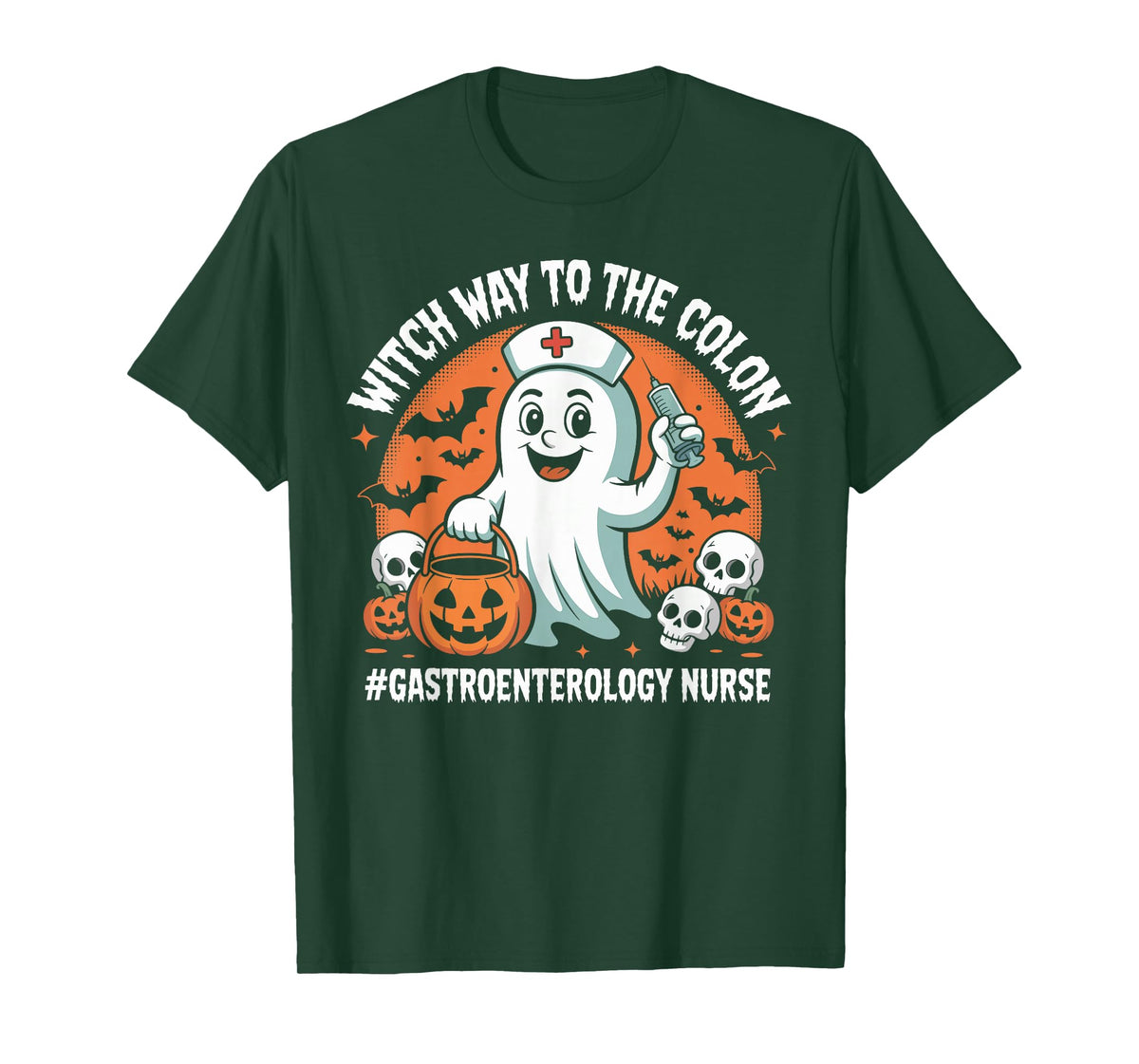 Gastroenterology Nurse Funny Halloween Ghost Nurse Endoscopy T-Shirt