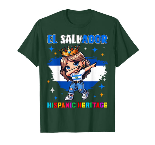 El Salvador Dabbing Girl Hispanic Heritage Celebration Kids T-Shirt