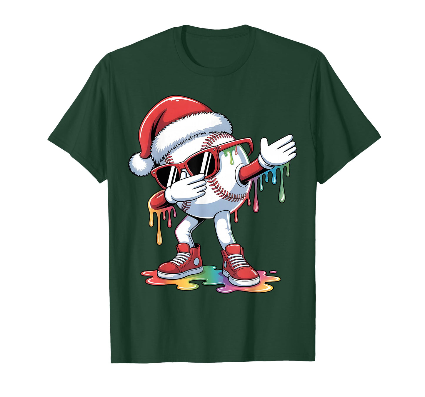 Christmas Baseball Ice Cream Dripping Santa Baseball Drip T-Shirt