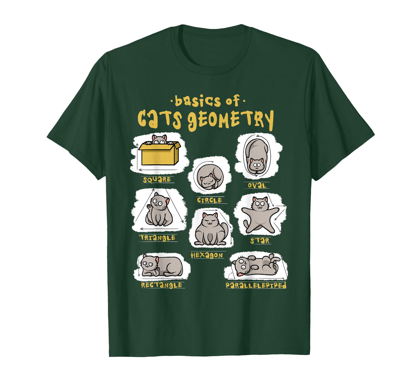 Funny Cat Shirt Basics Cat Geometry Math Teacher Cat Owner T-Shirt