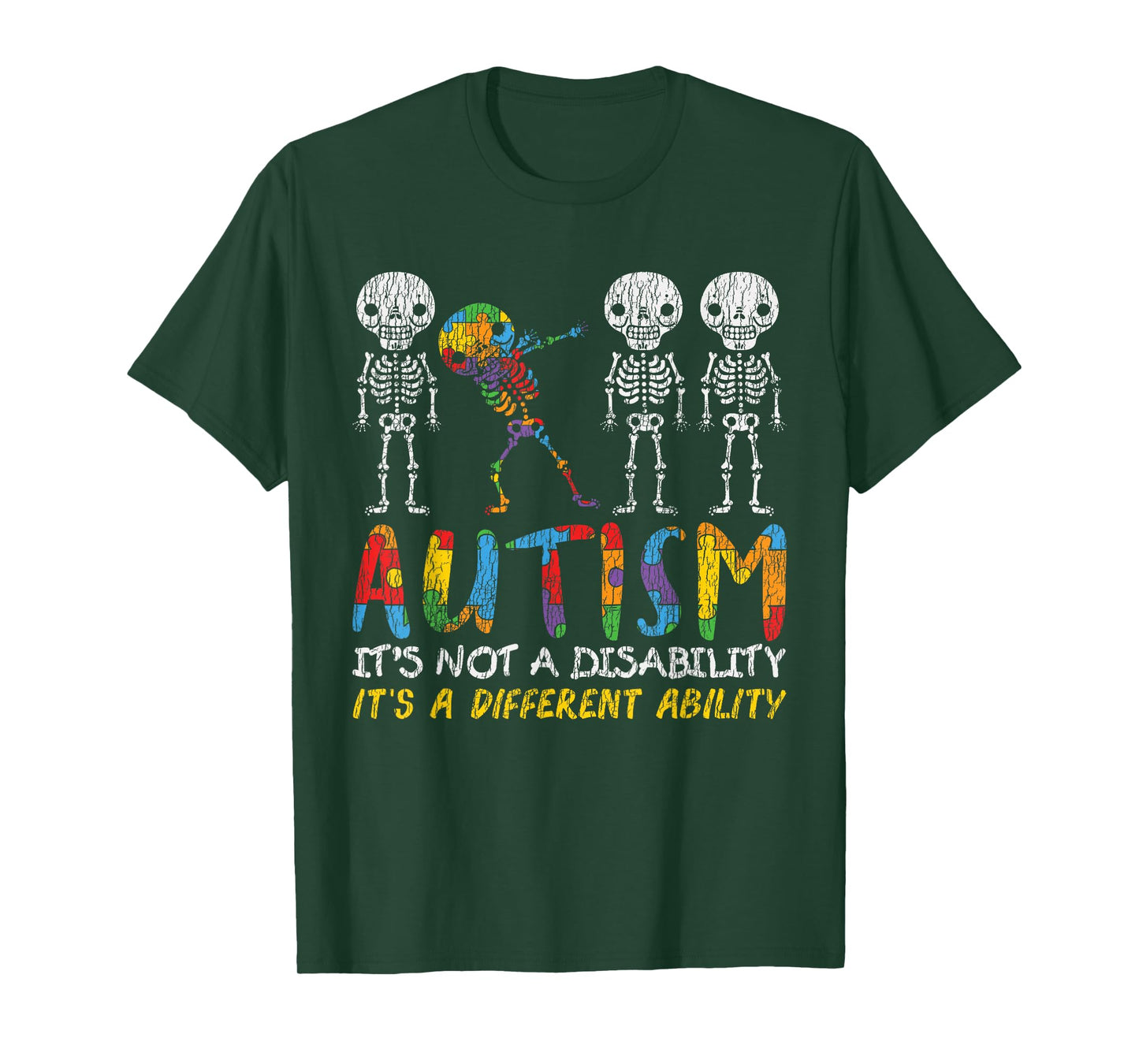 Autism Awerness - Skeleton Dabbing Autistic Kids Awareness T-Shirt