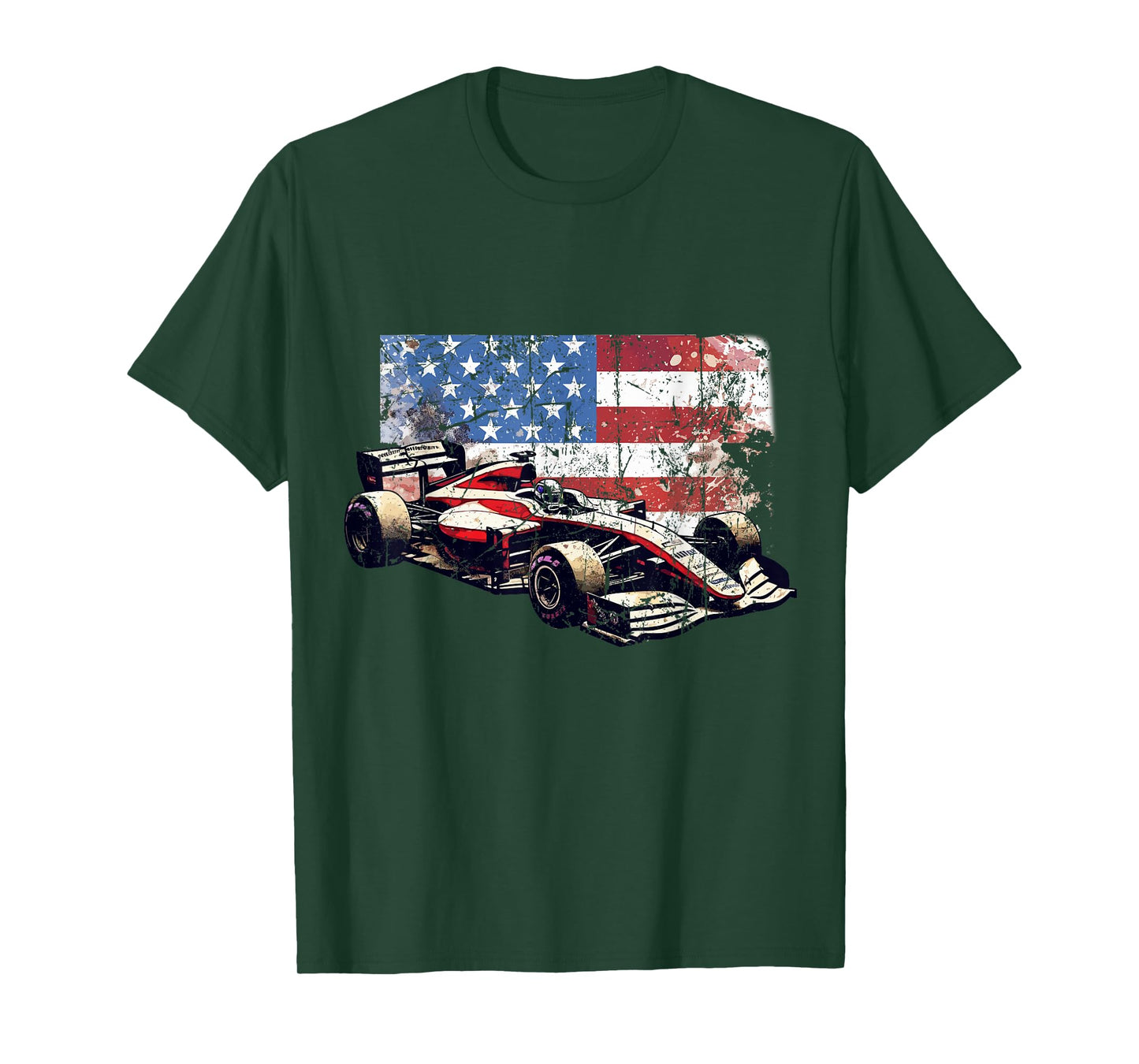 Vintage Auto Racing Car American Flag 4th of July, Auto Race T-Shirt