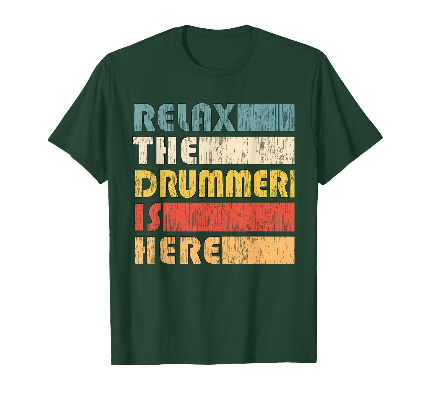 Vintage Drumset Instrument Gifts Relax The Drummer Is Here for Drumset Musician Unisex Adult Black Short Sleeve T-Shirt Small