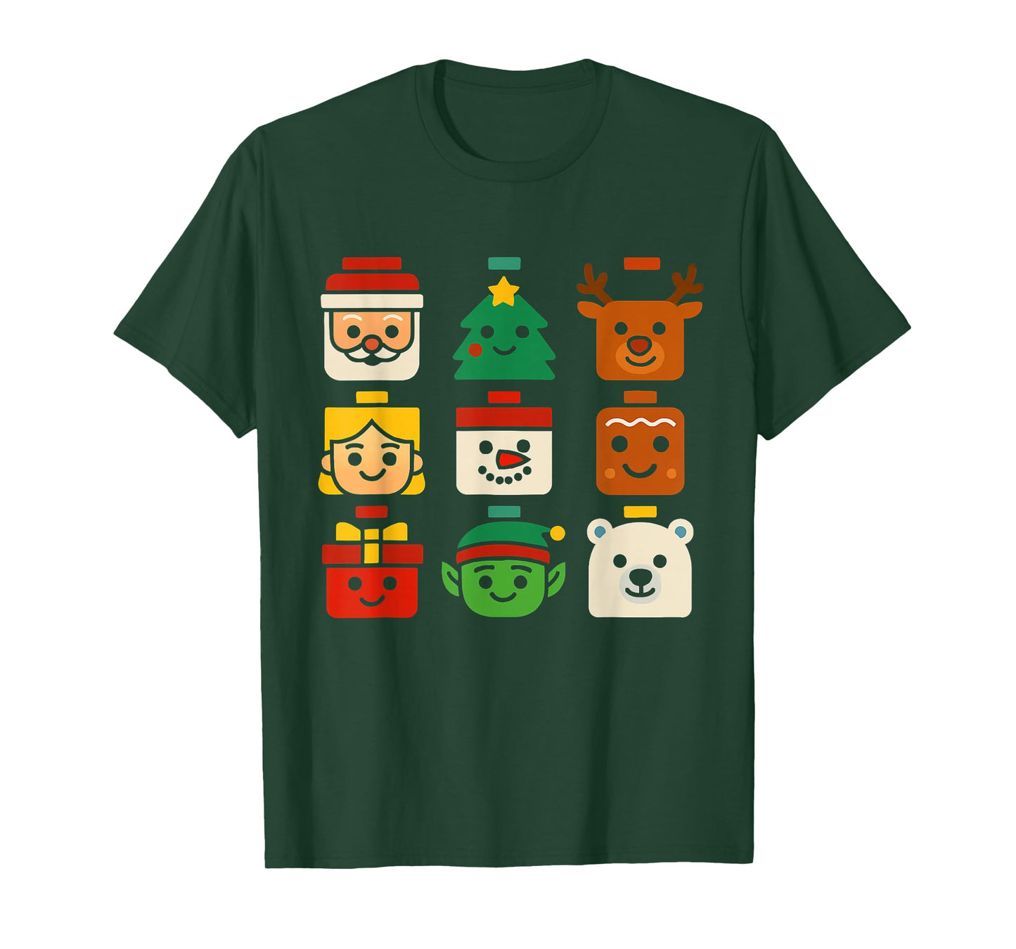 Christmas Building Brick Santa Elf Snowman Xmas Boys Girls T-Shirt