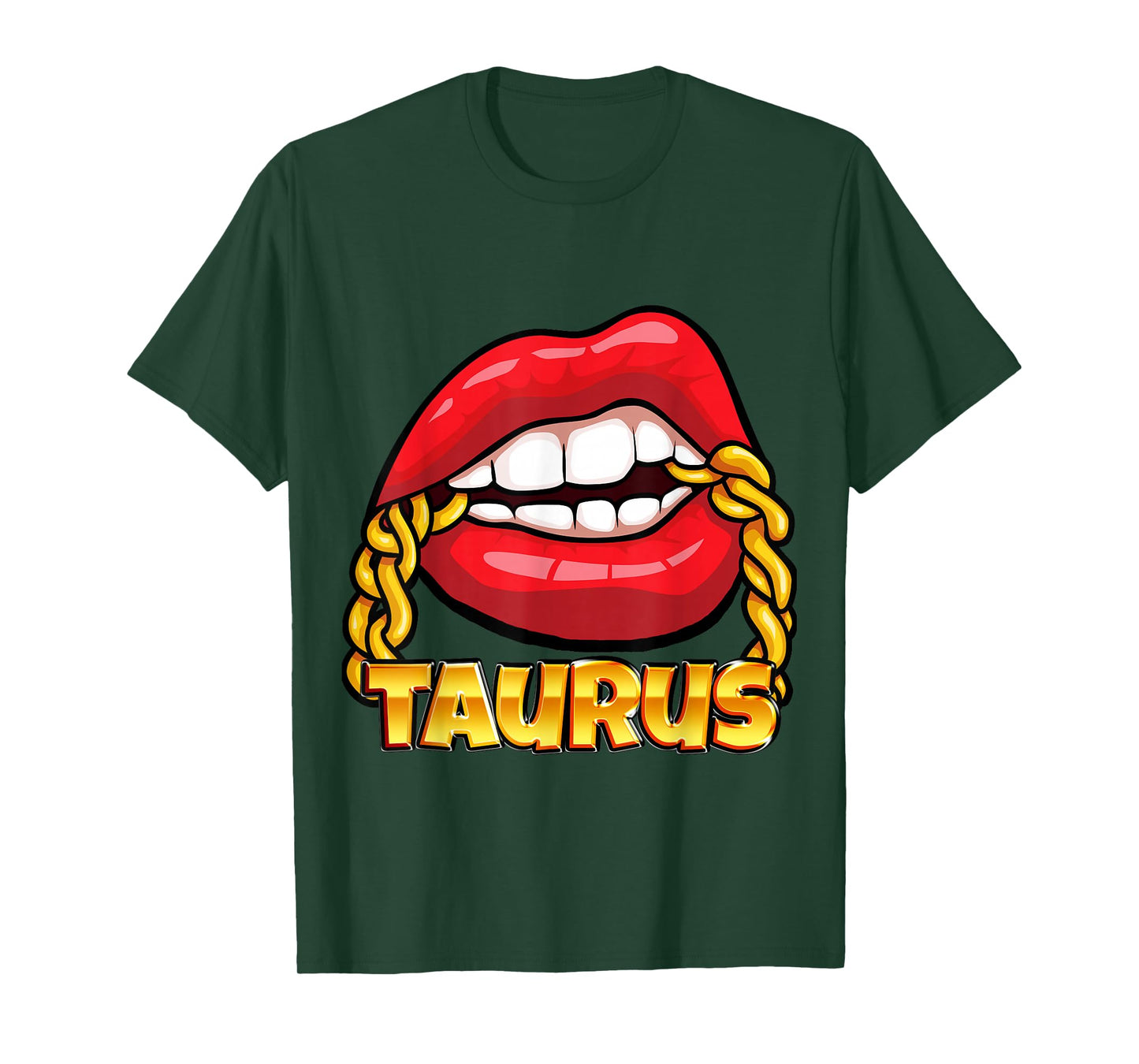 Juicy Lips Gold Chain Taurus Zodiac Sign T-Shirt