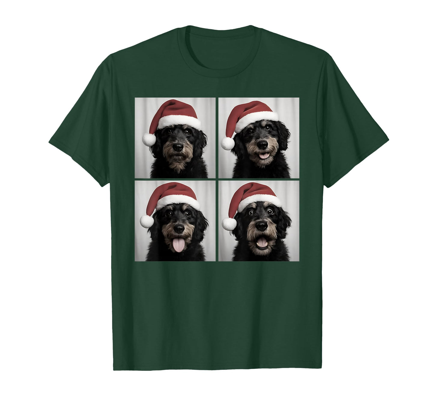 Funny Christmas Aussiedoodle Santa Dog Lover Photo Booth T-Shirt