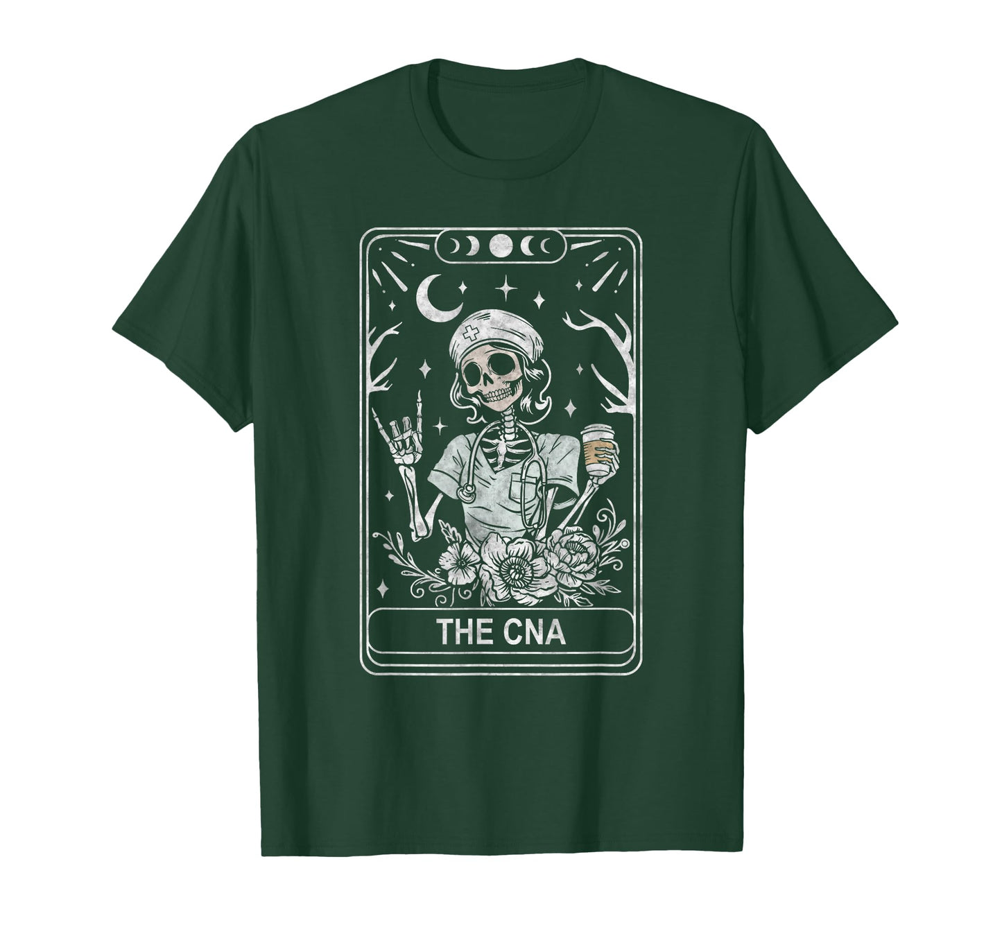 CNA Skeleton Certified Nurse Assistant Tarot Card Halloween T-Shirt