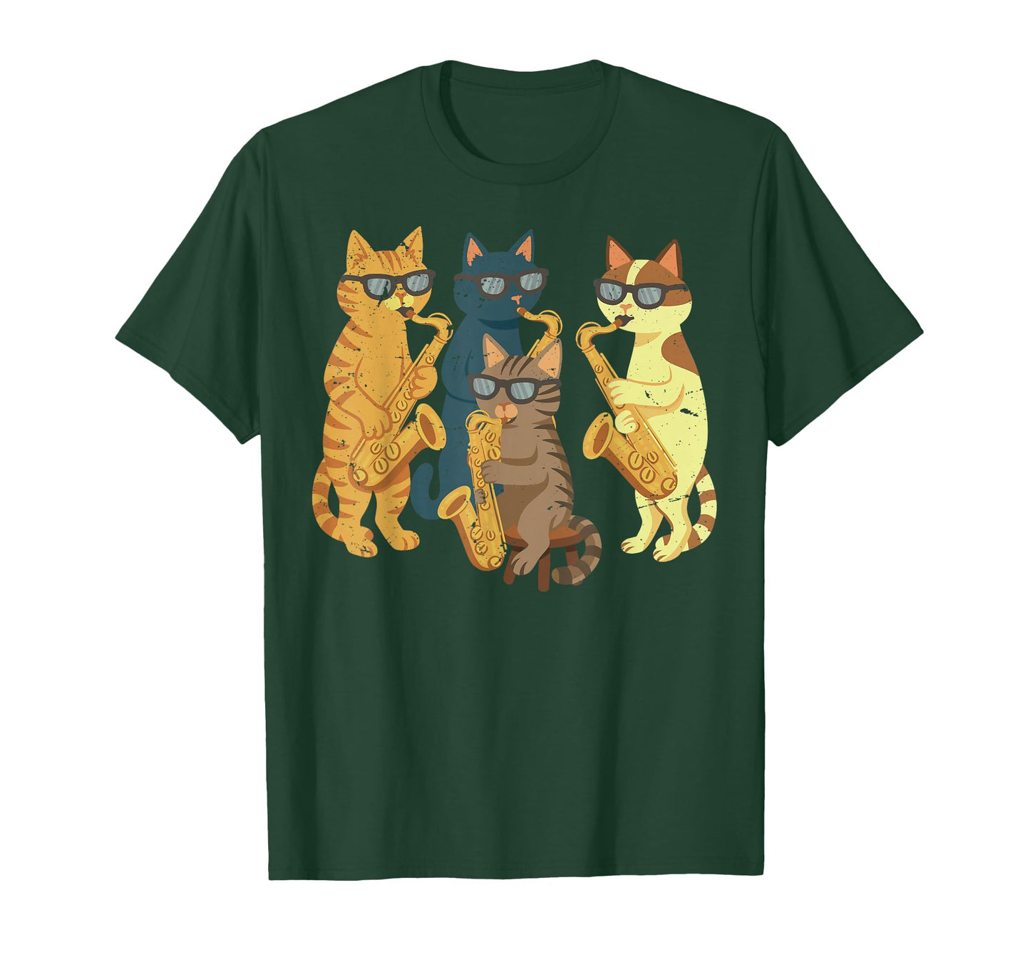 Cats Playing Saxophone Saxophonist Jazz Player Music Lover T-Shirt