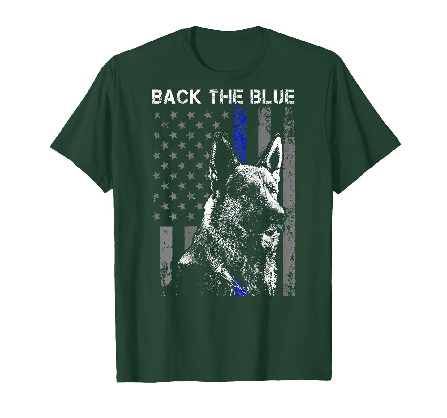 Back The Blue Thin Blue Line Flag K-9 German Shepherd Police T-Shirt