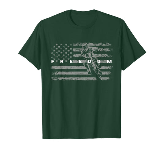 Motocross Freedom Dirt Bike American Flag Design 4th of July T-Shirt