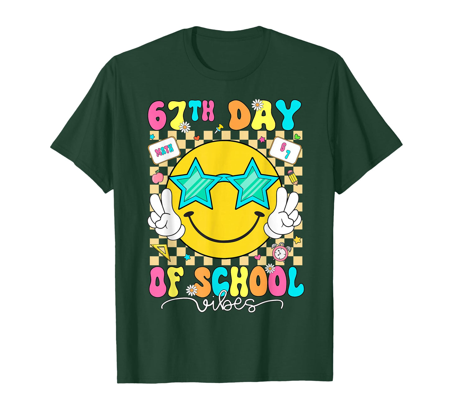 67 Days of School Happy 67th of School Vibes Kids Boys Girls T-Shirt