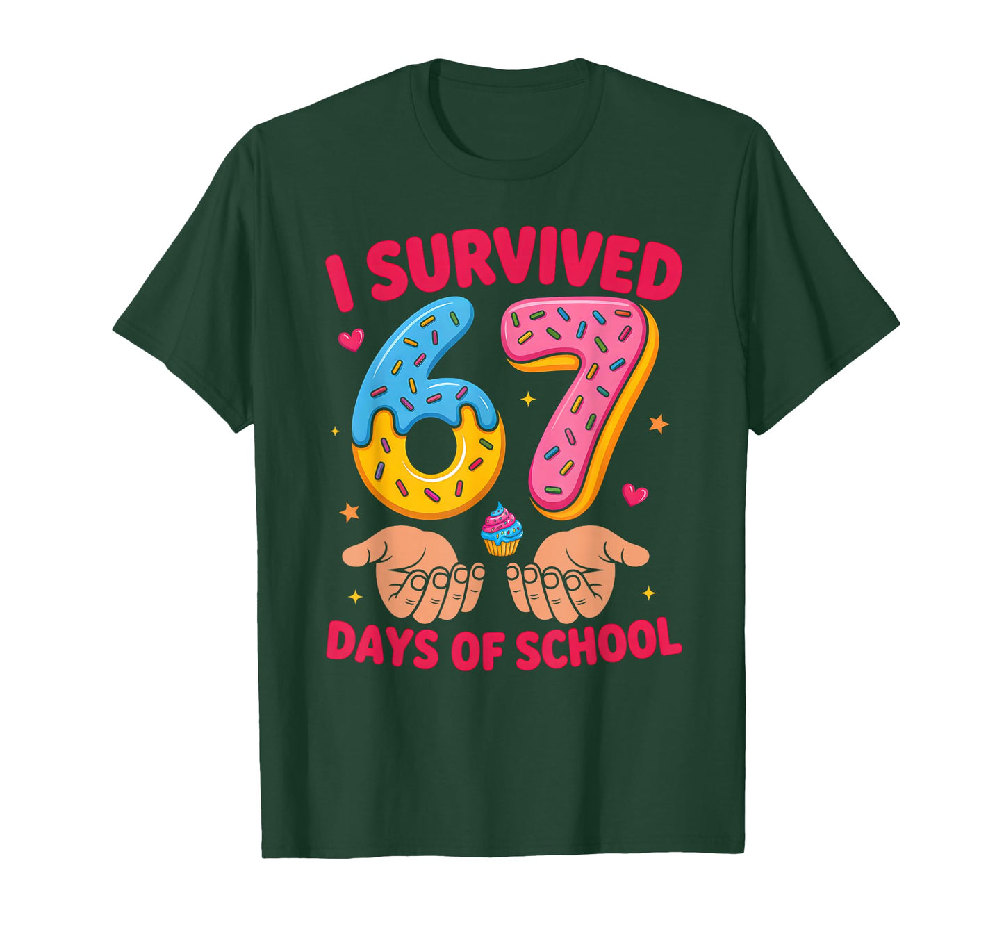 I Survived 67 Days of School Teacher Kids Funny 6 7 Number T-Shirt