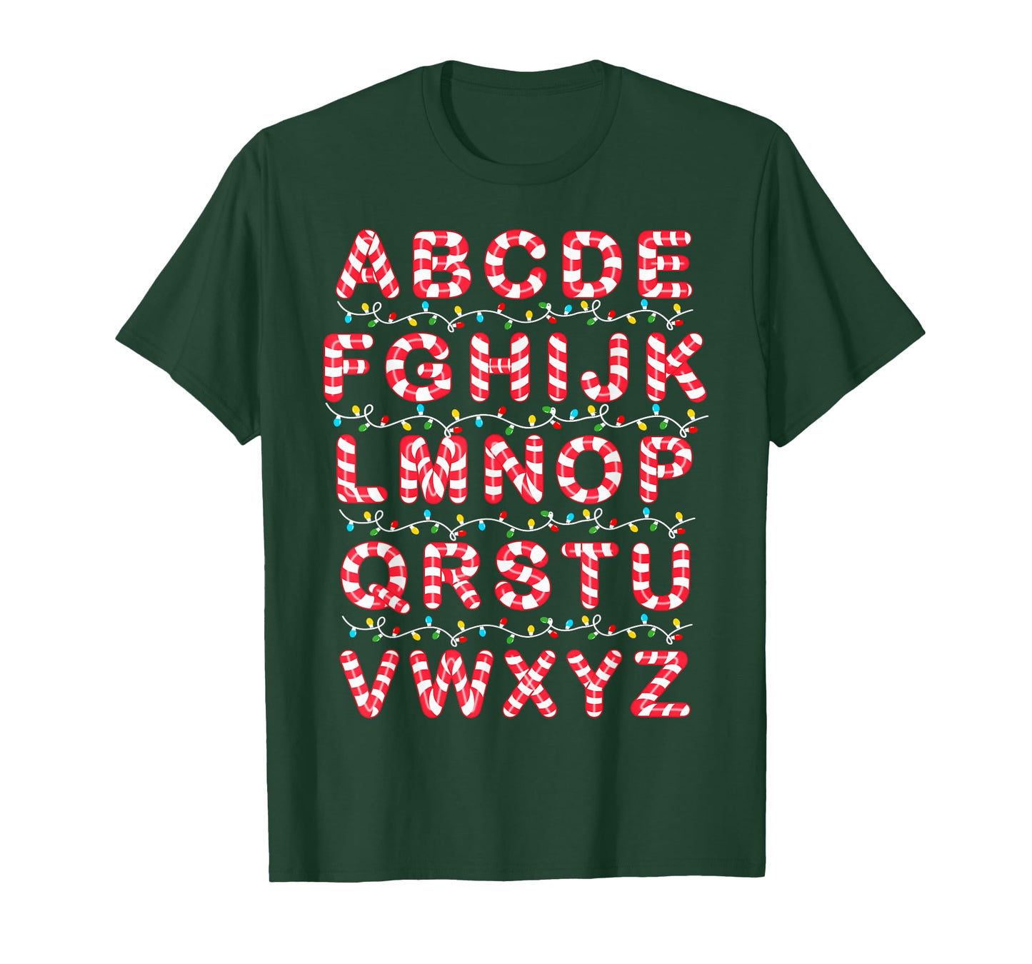 Christmas Alphabet Candy Cane Pre-K Kindergarten Teacher T-Shirt