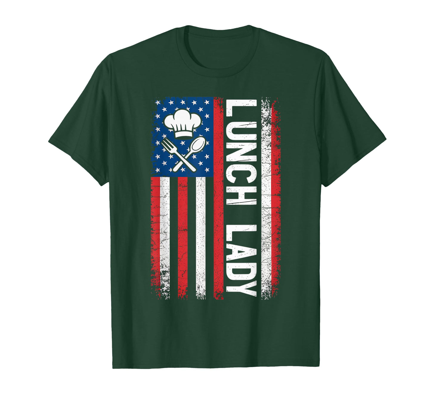 Cooking School Worker Cafeteria American USA Flag Lunch Lady T-Shirt