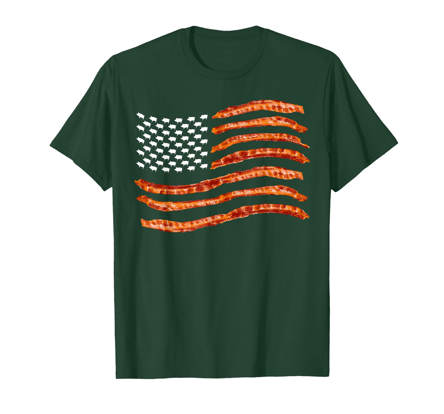 USA Bacon Flag | Cute US Dried Pigs Funny 4th of July Gift T-Shirt