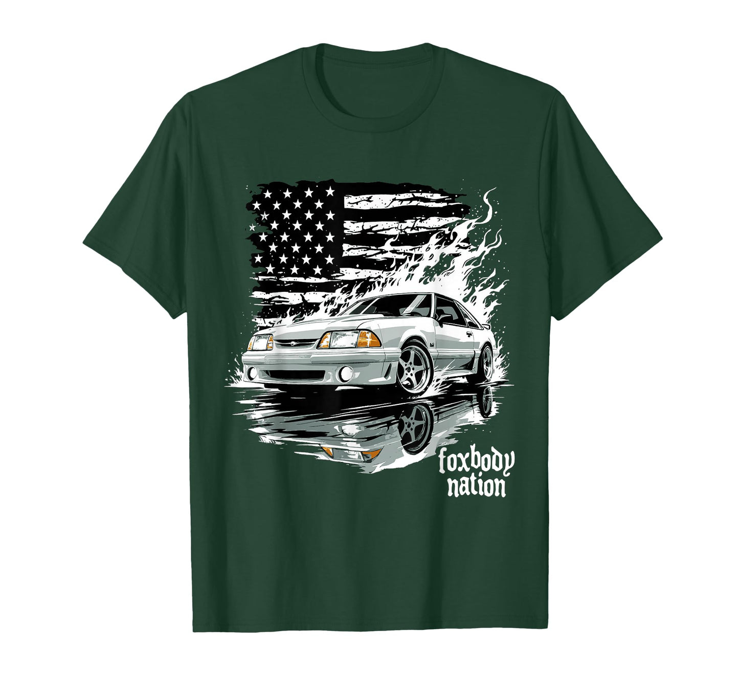 USA Flag Foxbody Nation Car 1990's Patriotic Fox body Stang T-Shirt