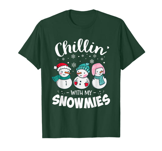 Chillin with My Snowmie Women Christmas Snowman Teacher Snow T-Shirt