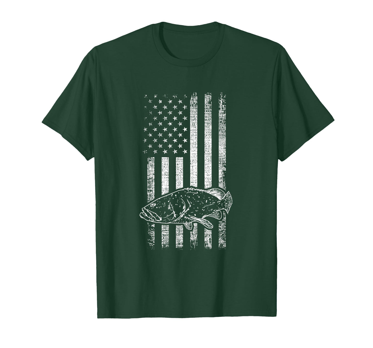 Goliath Grouper Giant Grouper deepsea fishing USA Flag T-Shirt