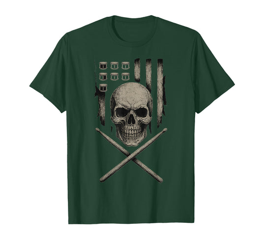 Percussionist Drummer and Marching Band Drumline US Flag T-Shirt