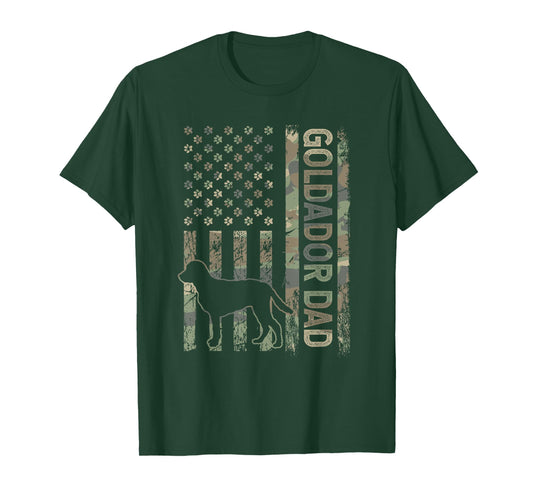 Patriotic Goldador Dad USA Flag Camo Crossbreed Lover T-Shirt