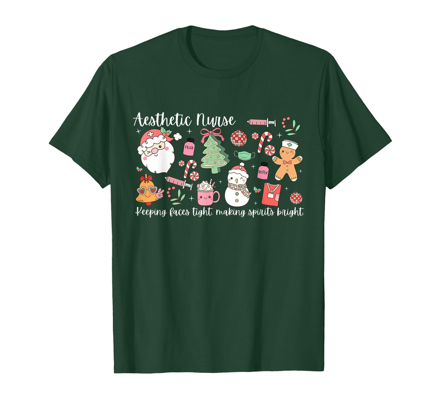 Aesthetic Nurse Santa Botox Injector RN Dermatology Xmas T-Shirt
