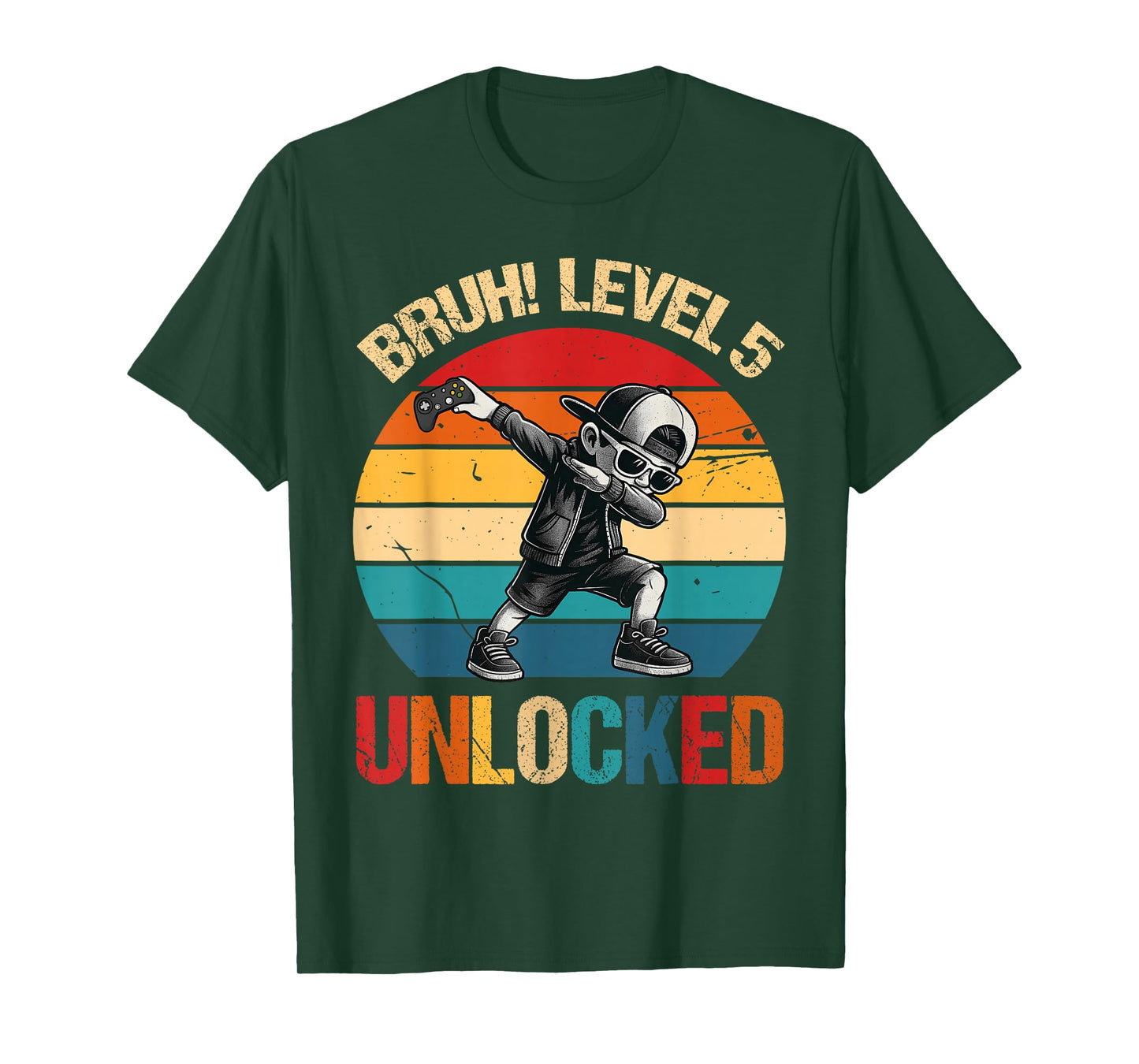 5 Years Old Dabbing Boy Bruh 5th Level Unlocked Birthday T-Shirt